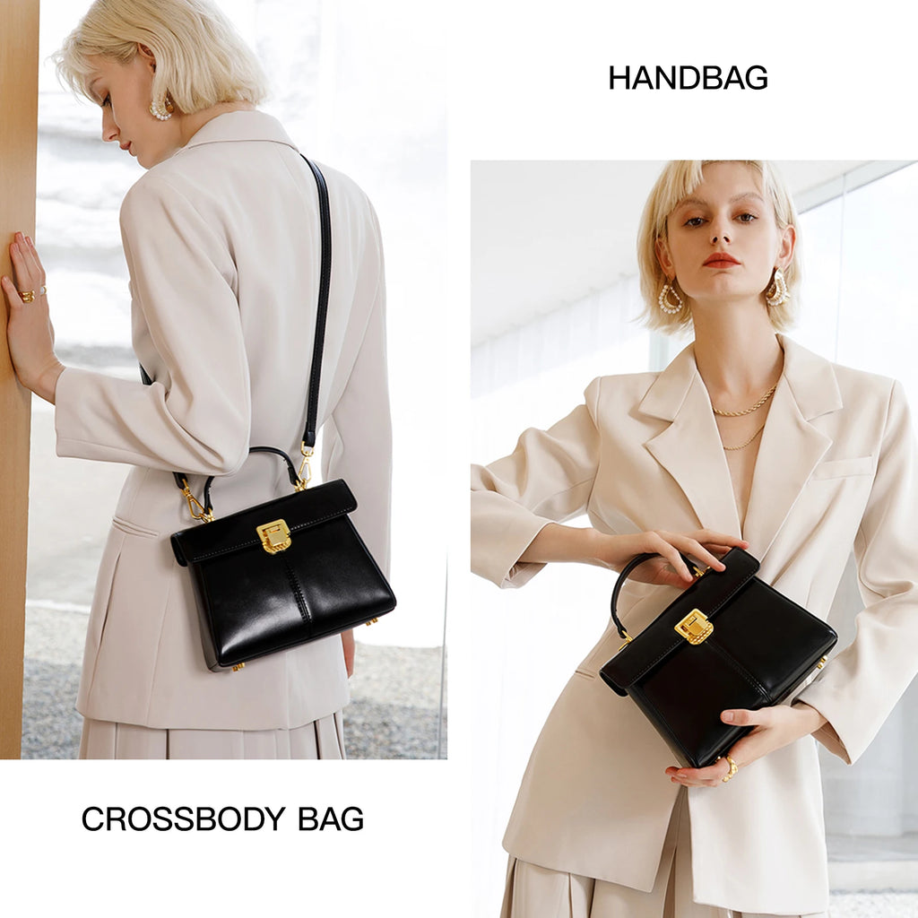 Classic Top-Handle Leather Bag - MARILYN