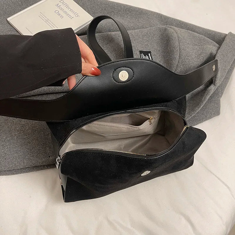 Sac bandoulière en daim et cuir - CLÉMENCE