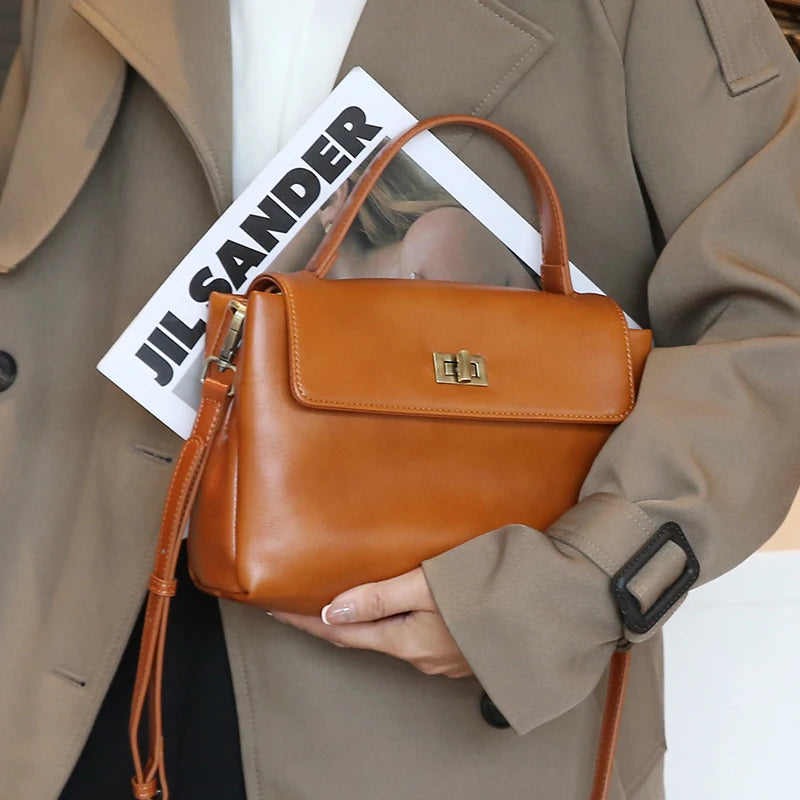 Genuine Leather Satchel Bag - EMILIA