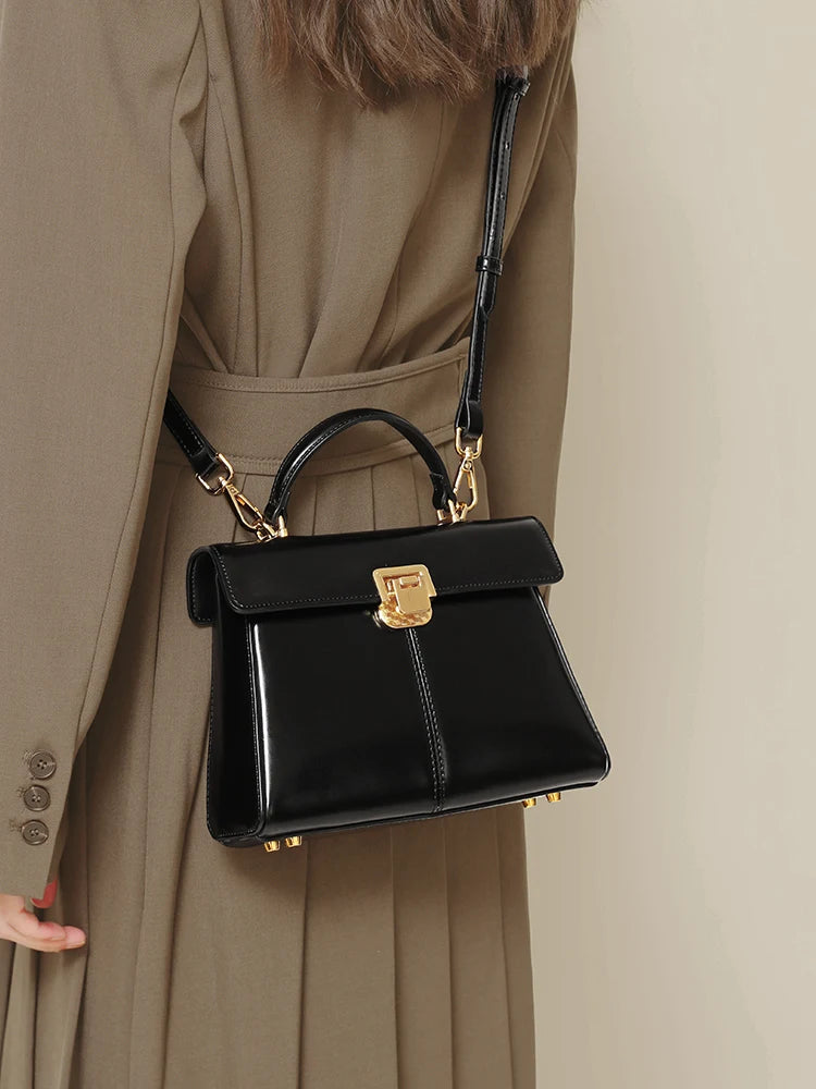 Classic Top-Handle Leather Bag - MARILYN
