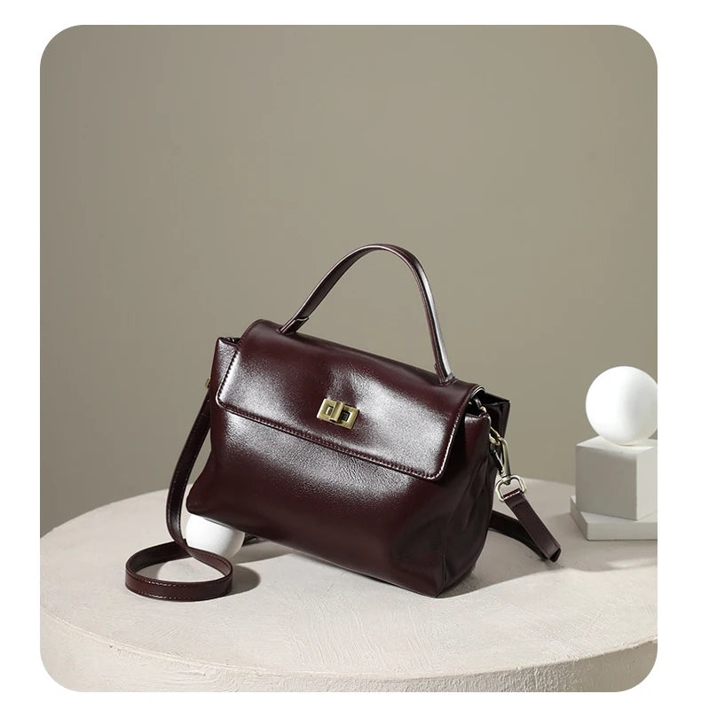 Genuine Leather Satchel Bag - EMILIA
