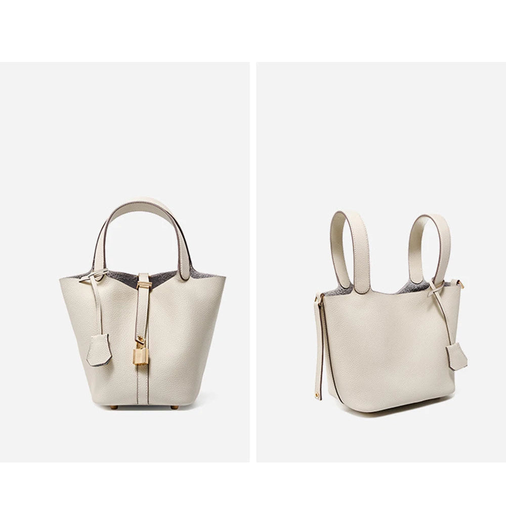 Genuine Leather Bucket Bag - LÉONIE