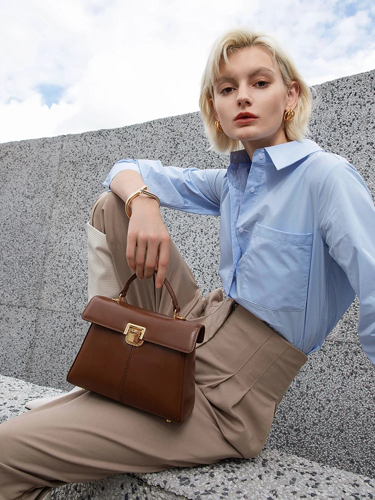 Classic Top-Handle Leather Bag - MARILYN