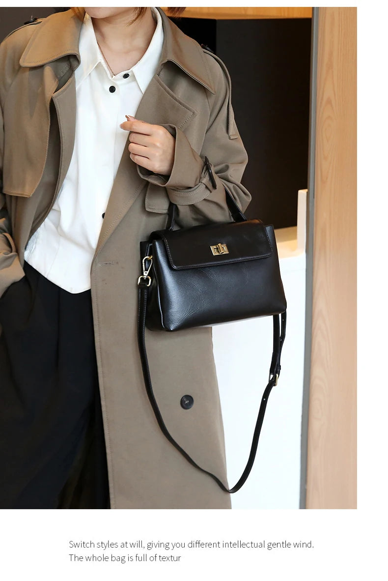 Genuine Leather Satchel Bag - EMILIA