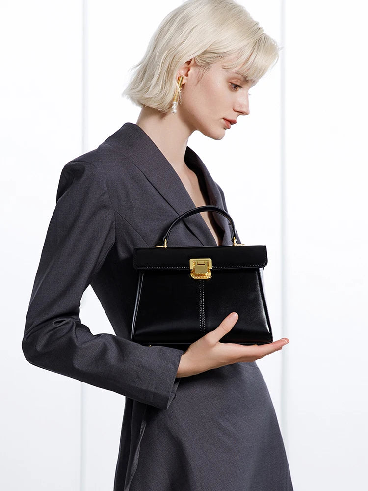 Classic Top-Handle Leather Bag - MARILYN