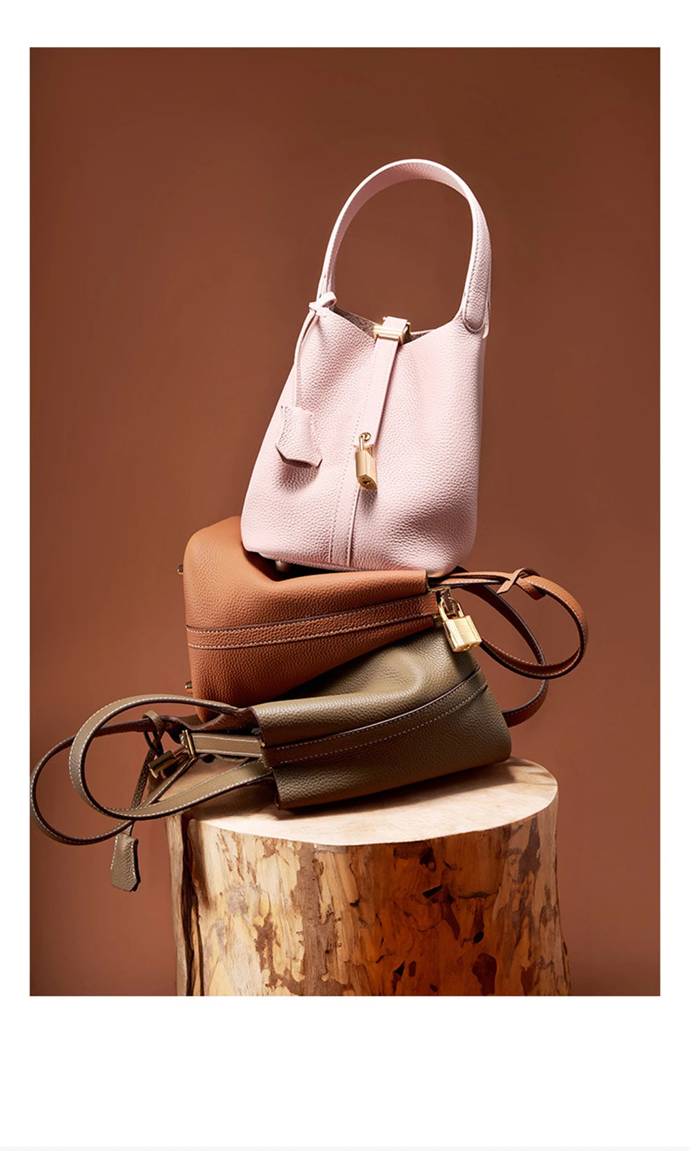 Genuine Leather Bucket Bag - LÉONIE
