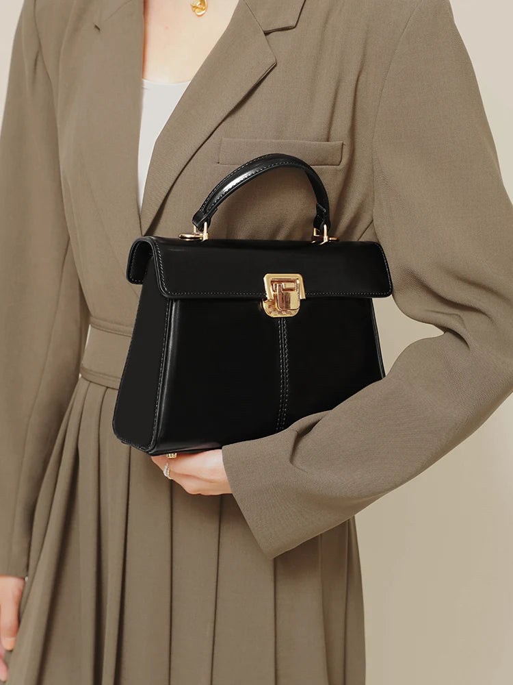 Classic Top-Handle Leather Bag - MARILYN