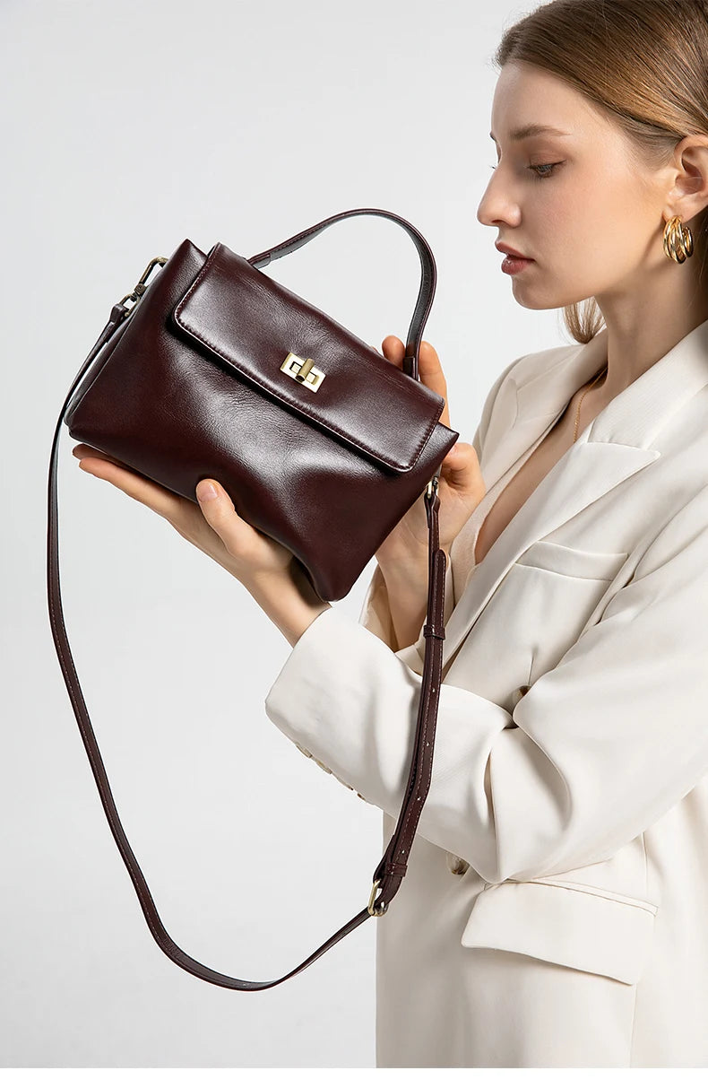 Genuine Leather Satchel Bag - EMILIA