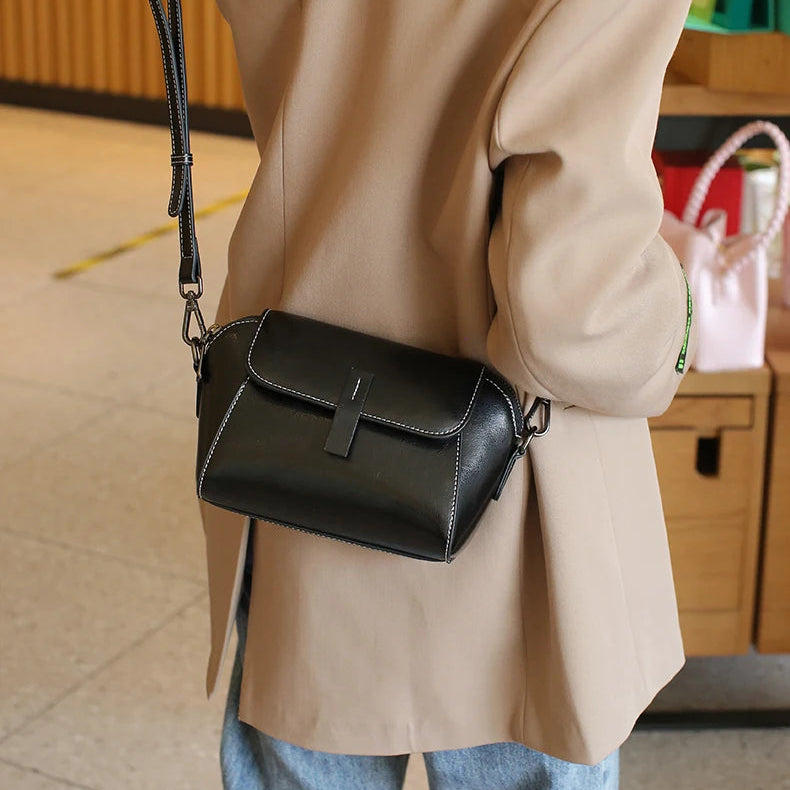 Vintage Leather Crossbody Bag - ALBA