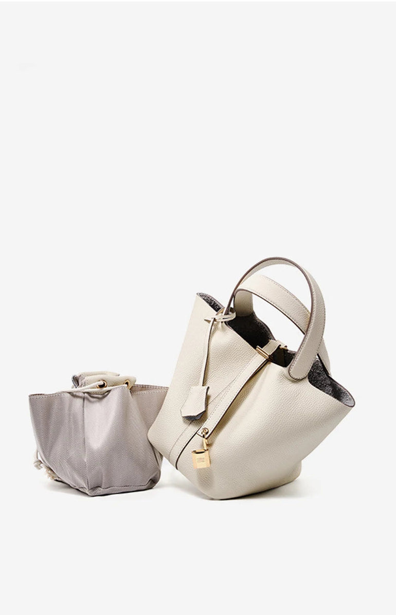 Genuine Leather Bucket Bag - LÉONIE