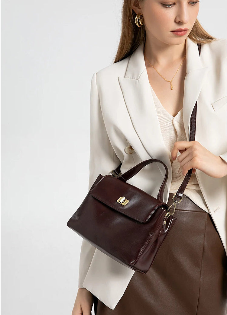 Genuine Leather Satchel Bag - EMILIA