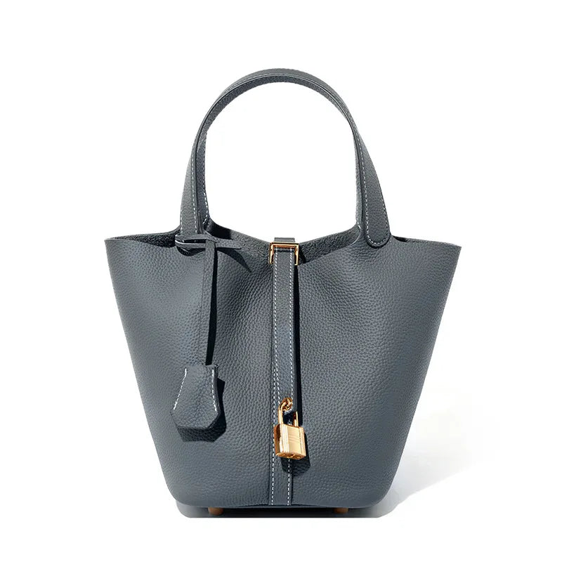 Genuine Leather Bucket Bag - LÉONIE