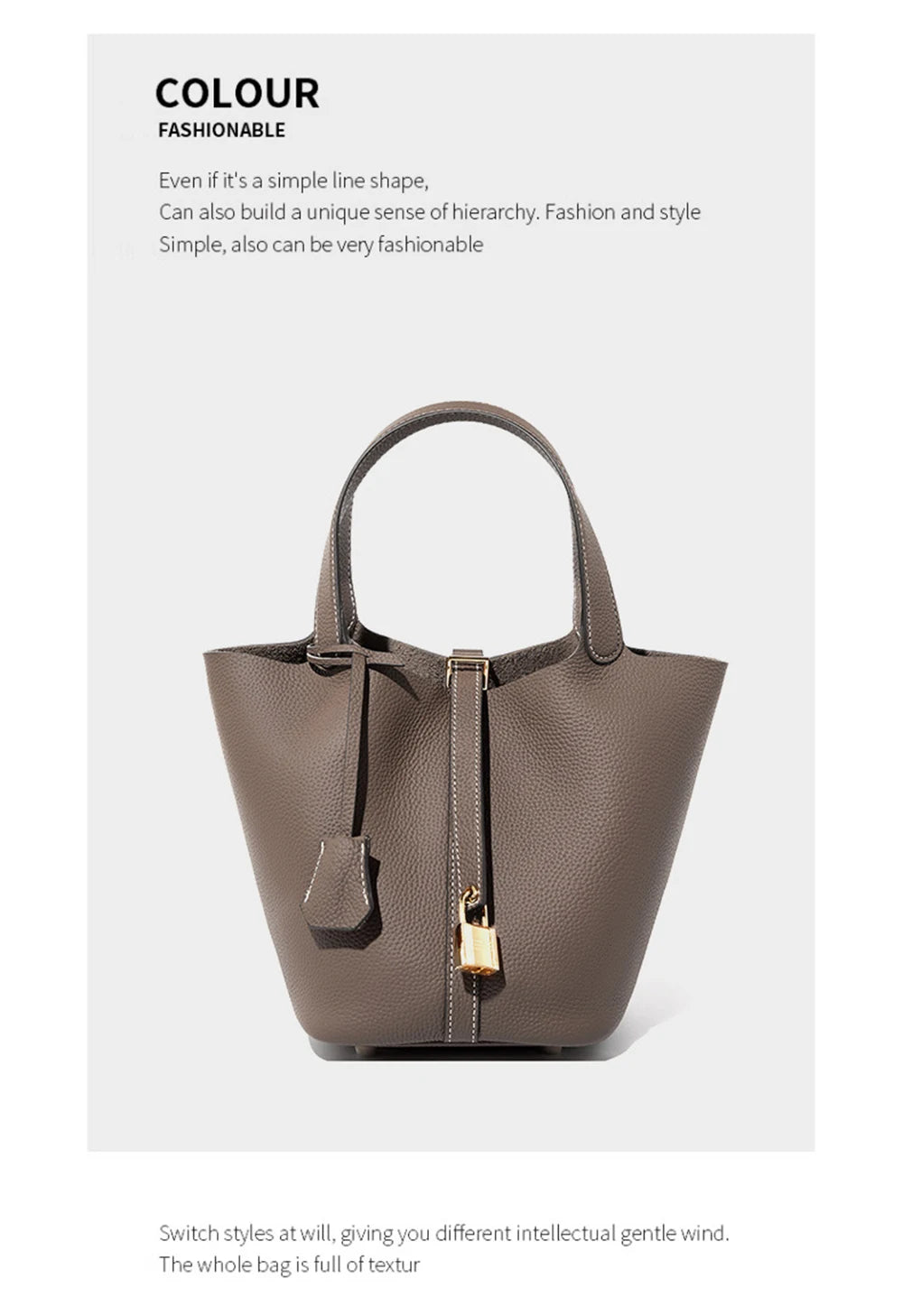 Genuine Leather Bucket Bag - LÉONIE