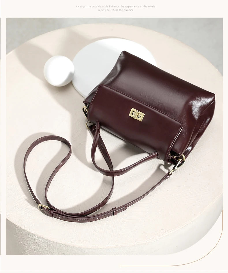 Genuine Leather Satchel Bag - EMILIA