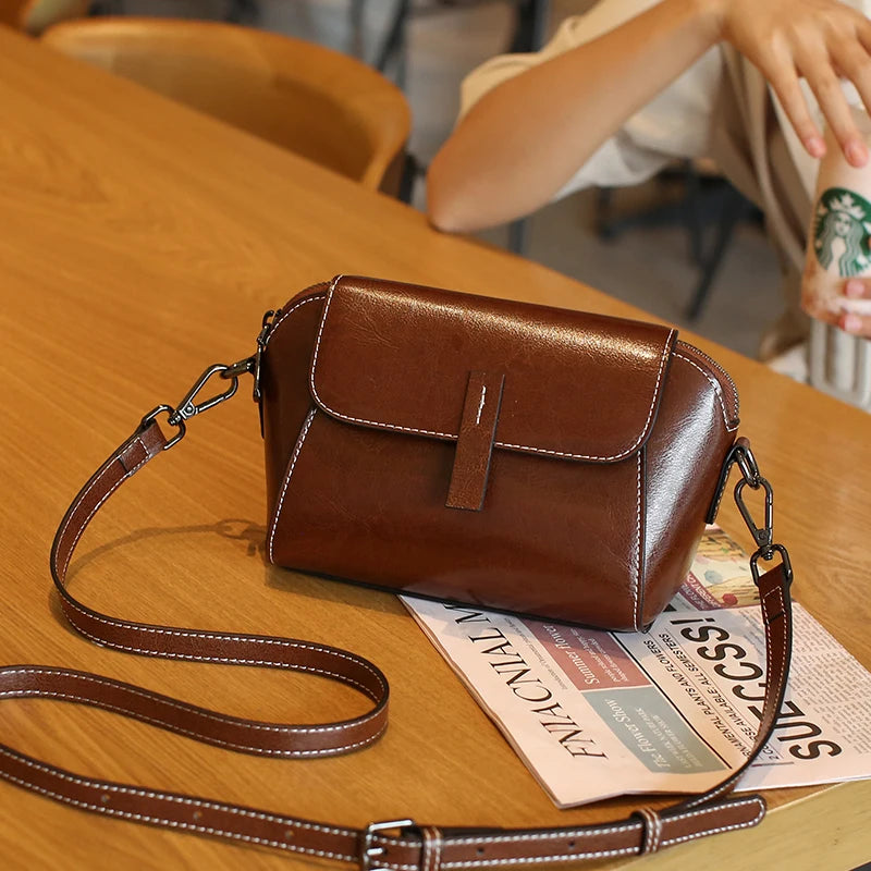 Vintage Leather Crossbody Bag - ALBA