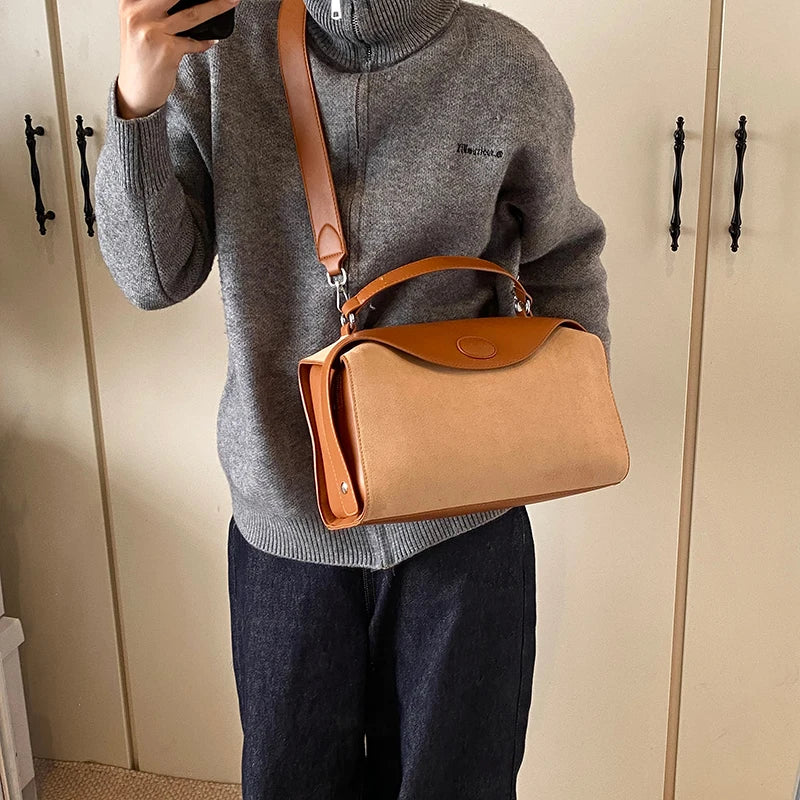 Sac bandoulière en daim et cuir - CLÉMENCE