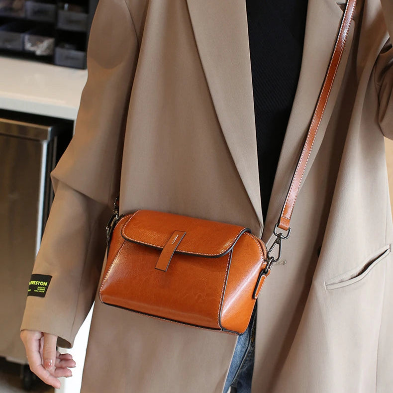 Vintage Leather Crossbody Bag - ALBA