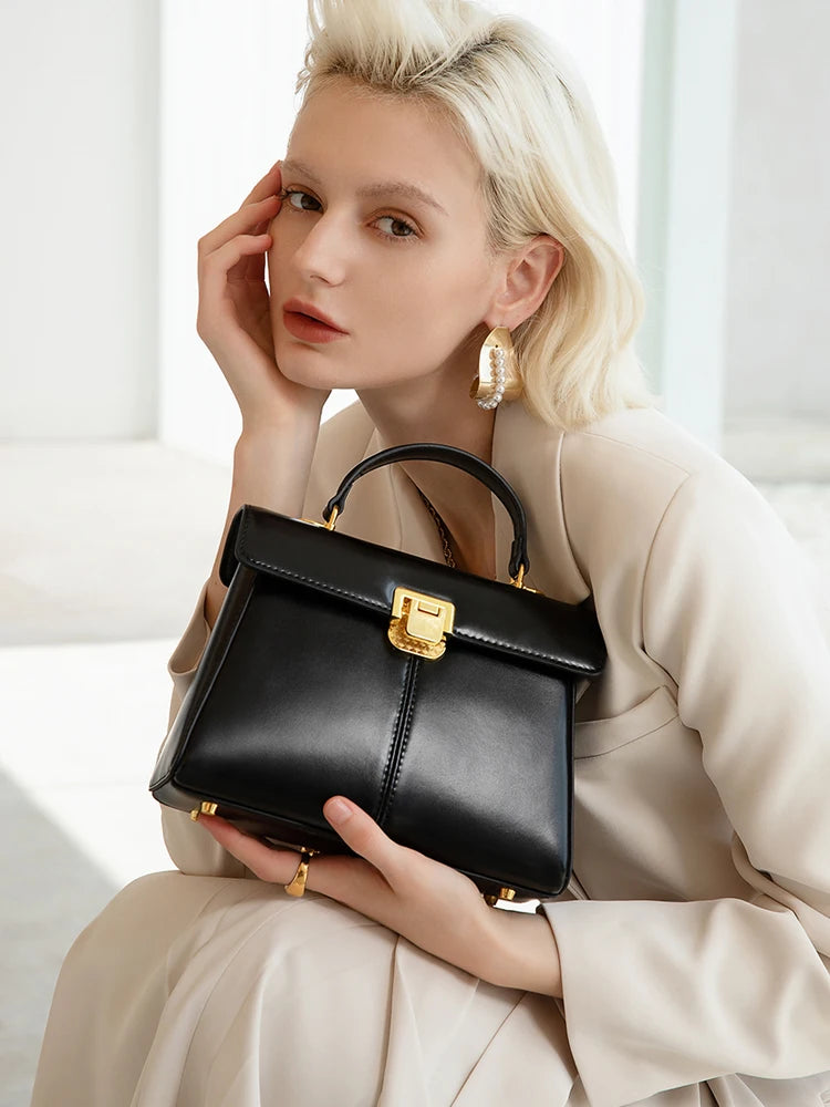 Classic Top-Handle Leather Bag - MARILYN
