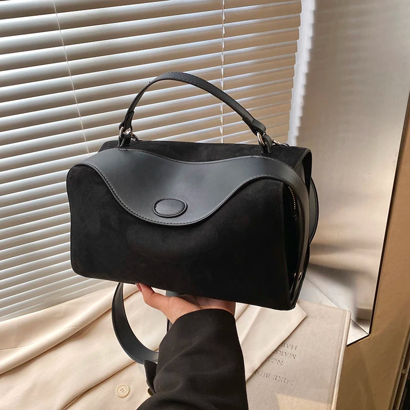 Sac bandoulière en daim et cuir - CLÉMENCE