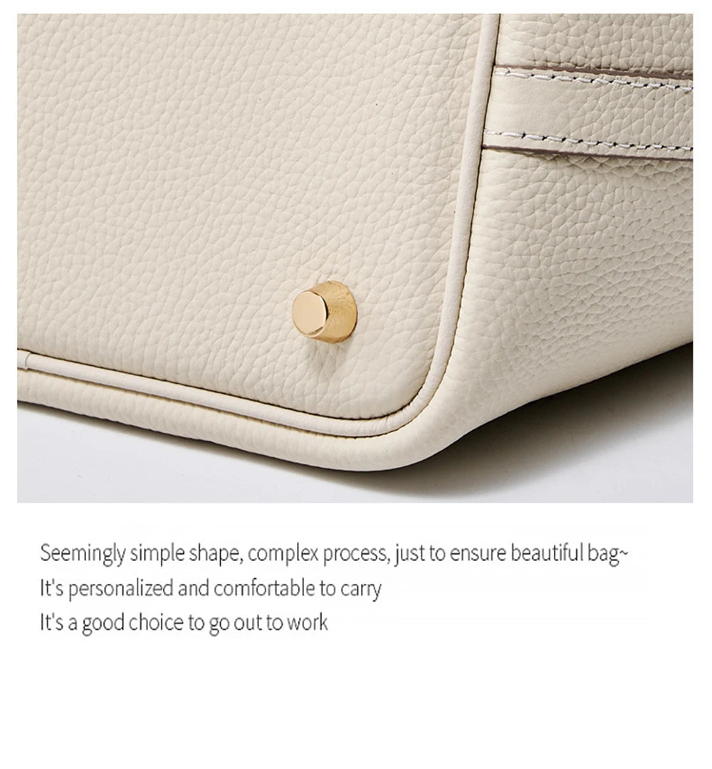 Genuine Leather Bucket Bag - LÉONIE