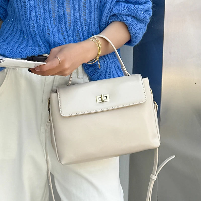 Genuine Leather Satchel Bag - EMILIA