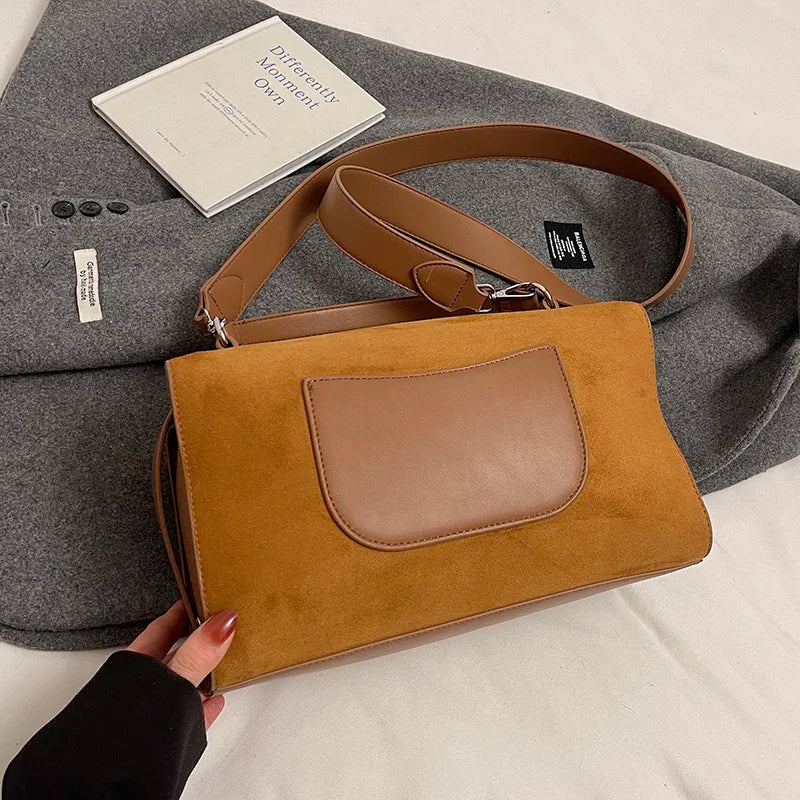 Sac bandoulière en daim et cuir - CLÉMENCE