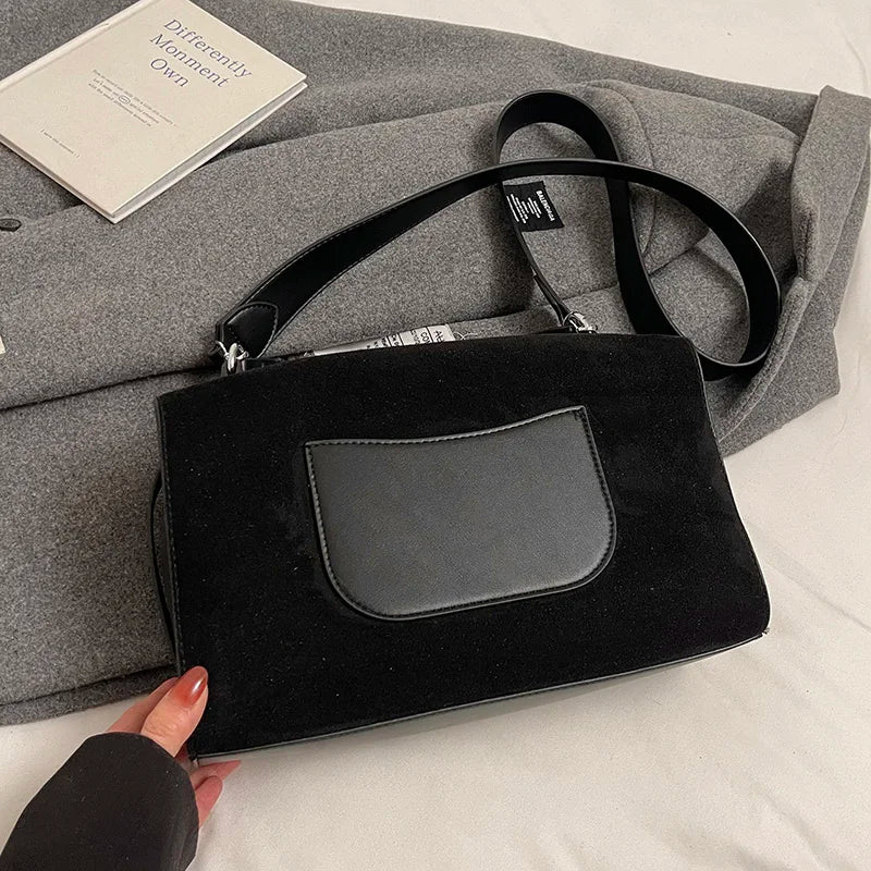 Sac bandoulière en daim et cuir - CLÉMENCE