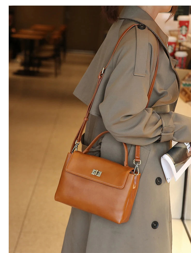 Genuine Leather Satchel Bag - EMILIA