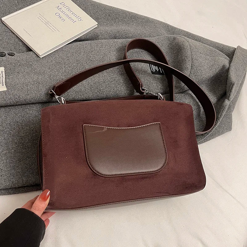 Sac bandoulière en daim et cuir - CLÉMENCE