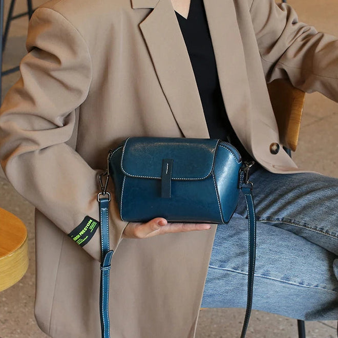 Vintage Leather Crossbody Bag - ALBA