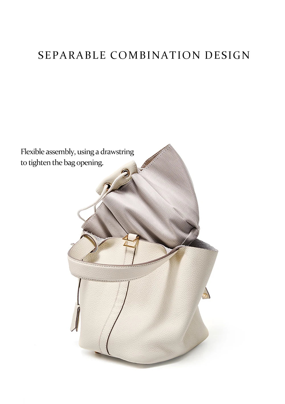 Genuine Leather Bucket Bag - LÉONIE