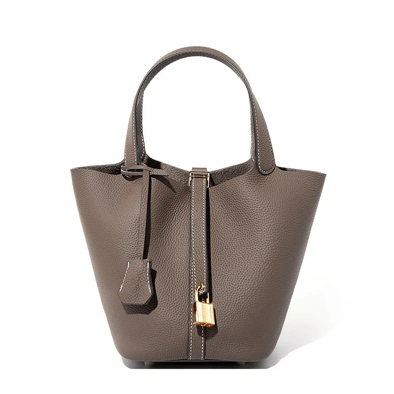 Genuine Leather Bucket Bag - LÉONIE