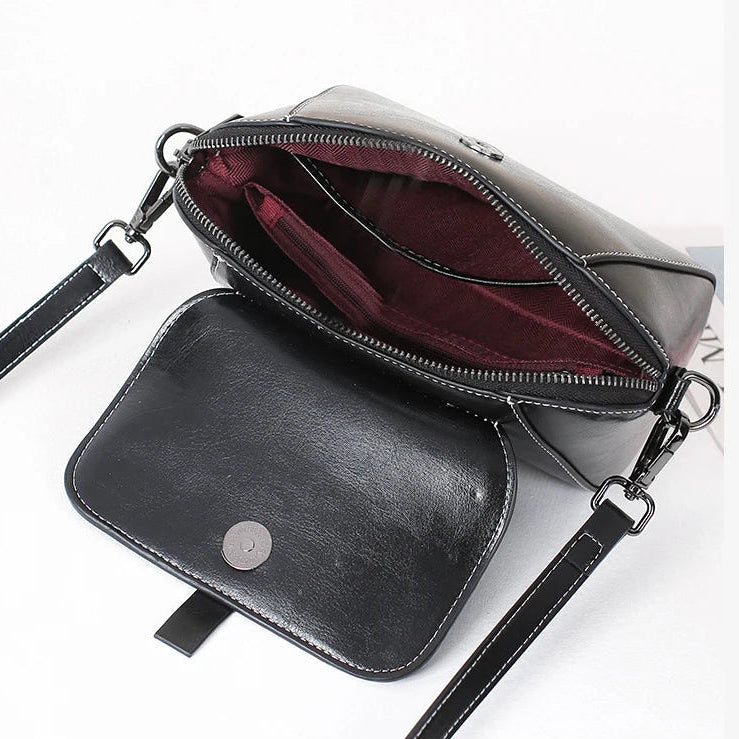 Vintage Leather Crossbody Bag - ALBA