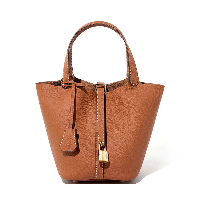 Genuine Leather Bucket Bag - LÉONIE