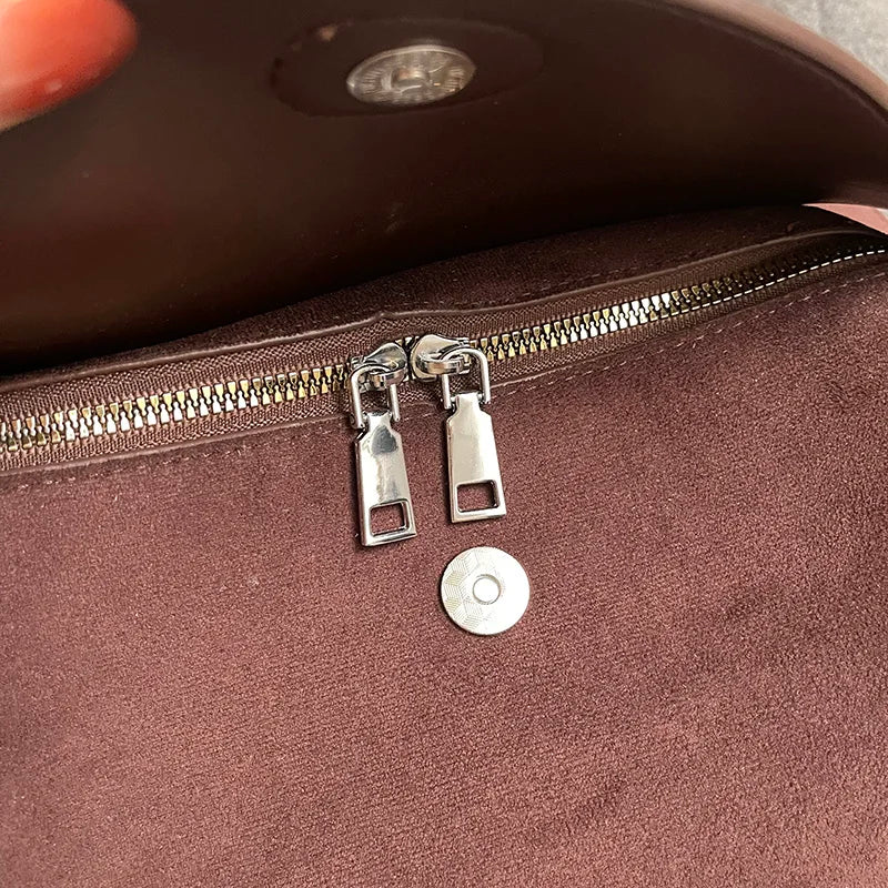 Sac bandoulière en daim et cuir - CLÉMENCE