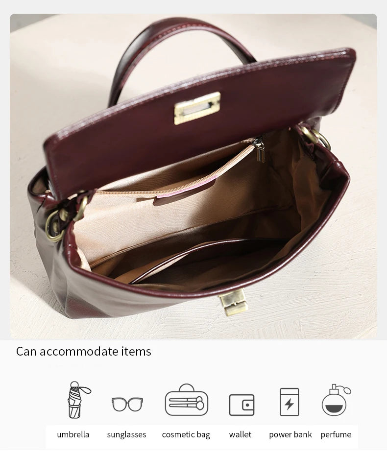 Genuine Leather Satchel Bag - EMILIA