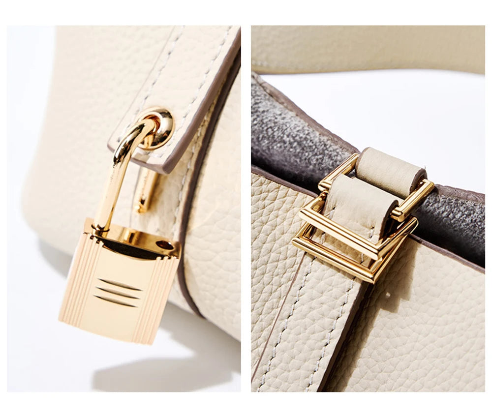 Genuine Leather Bucket Bag - LÉONIE