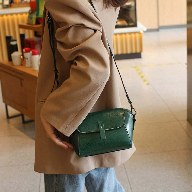 Vintage Leather Crossbody Bag - ALBA