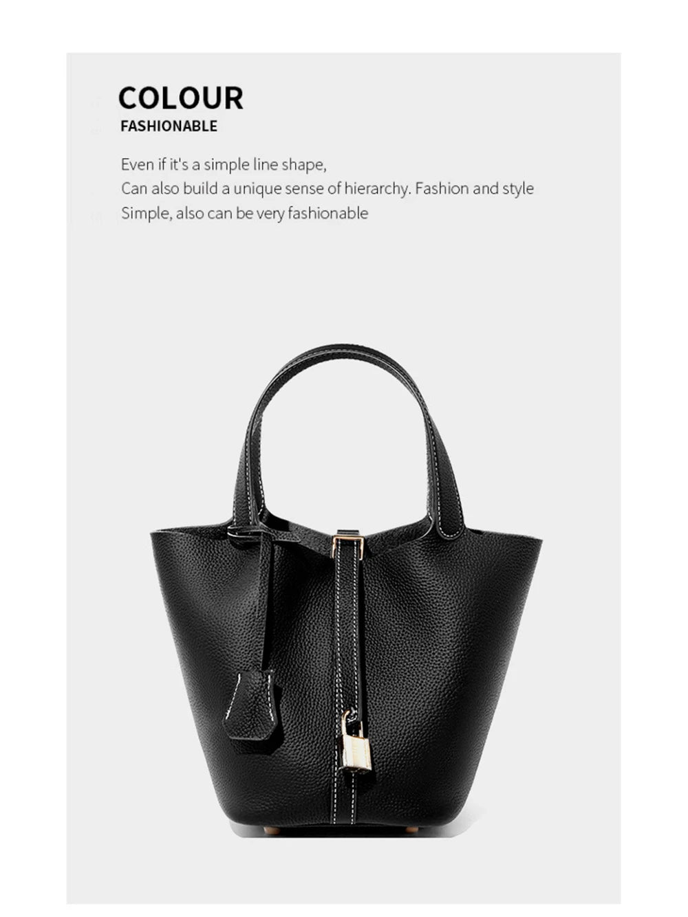 Genuine Leather Bucket Bag - LÉONIE