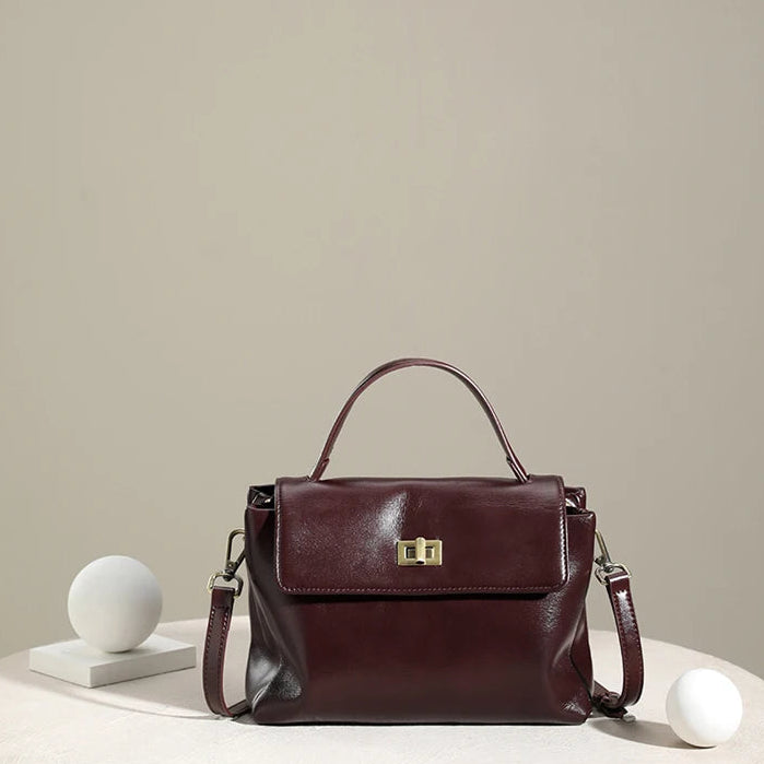 Genuine Leather Satchel Bag - EMILIA