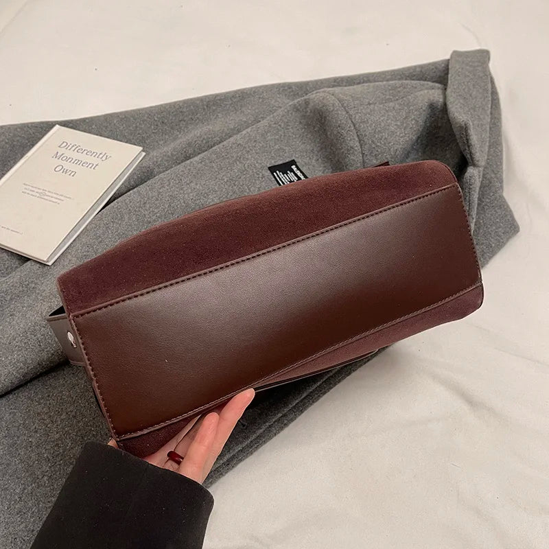 Sac bandoulière en daim et cuir - CLÉMENCE