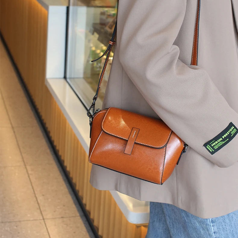 Vintage Leather Crossbody Bag - ALBA