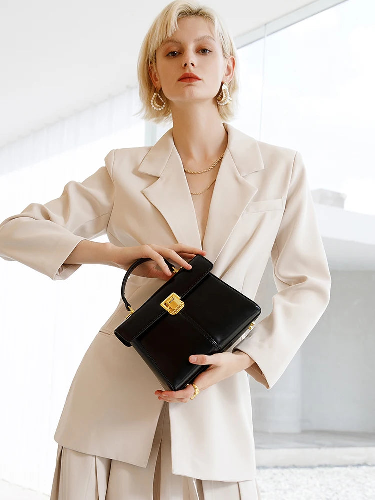 Classic Top-Handle Leather Bag - MARILYN