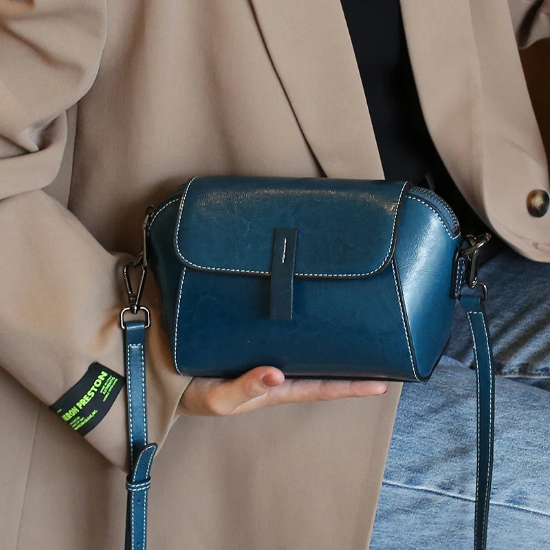 Vintage Leather Crossbody Bag - ALBA