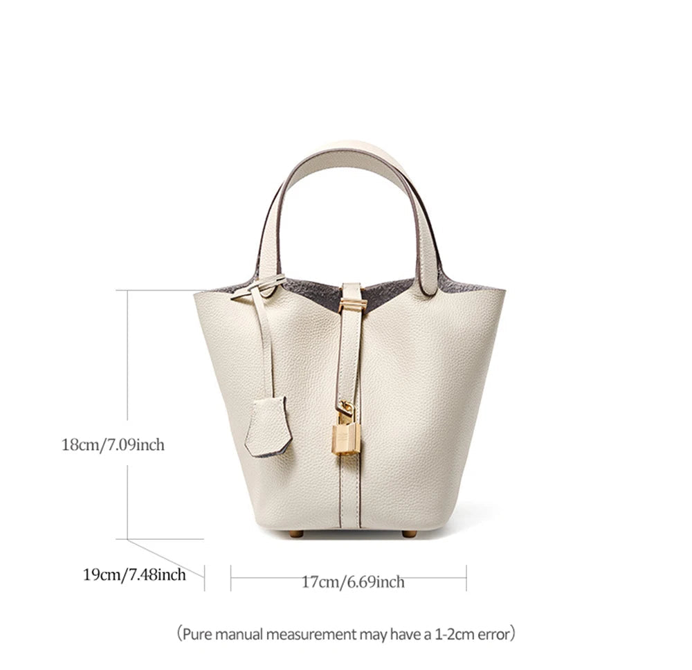 Genuine Leather Bucket Bag - LÉONIE