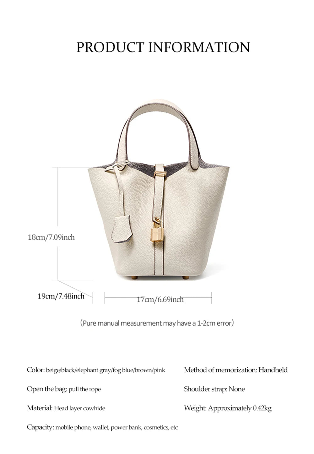 Genuine Leather Bucket Bag - LÉONIE