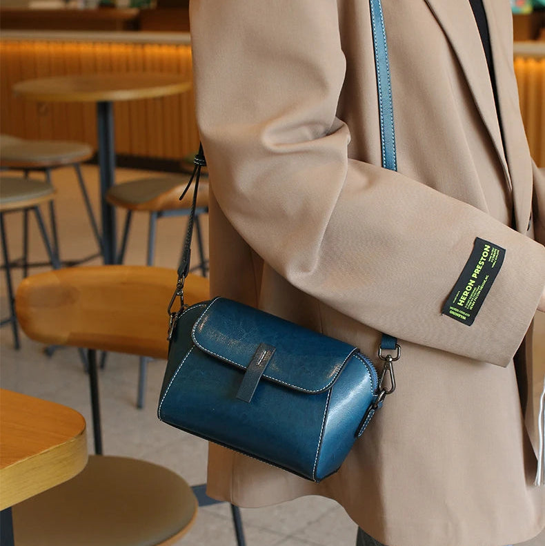 Vintage Leather Crossbody Bag - ALBA