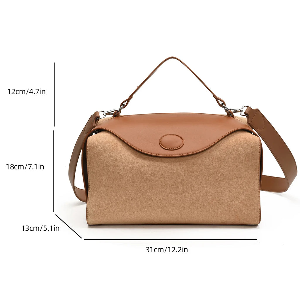 Sac bandoulière en daim et cuir - CLÉMENCE